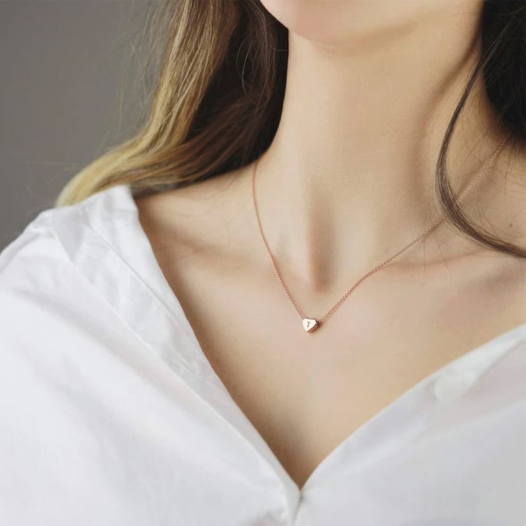 925 Sterling Silver Tiny Heart Initial Necklace Personalized Letter Pendant Necklace