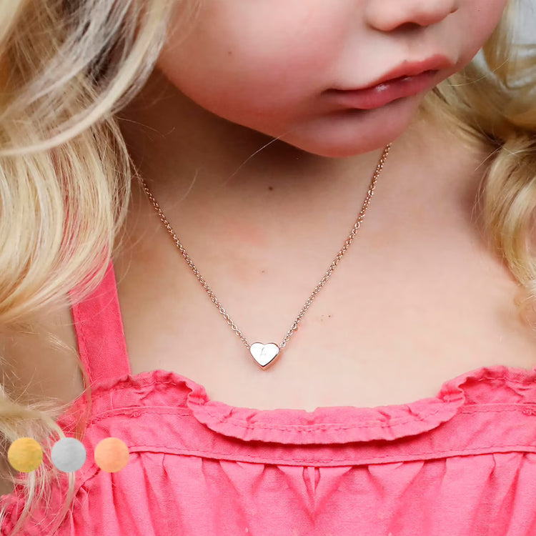 925 Sterling Silver Tiny Heart Initial Necklace Personalized Letter Pendant Necklace