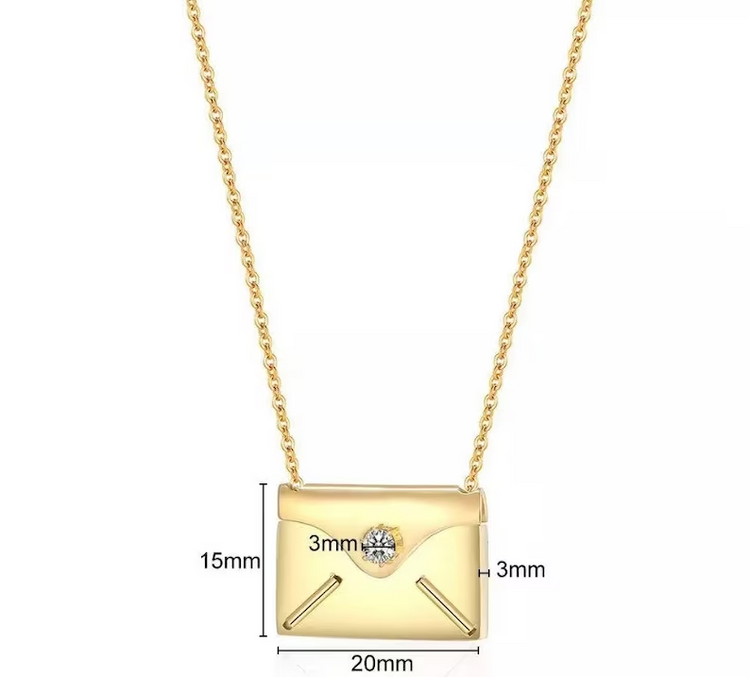 925 Sterling Silver Personalized Envelope Love Letter Locket Secret Message Necklace