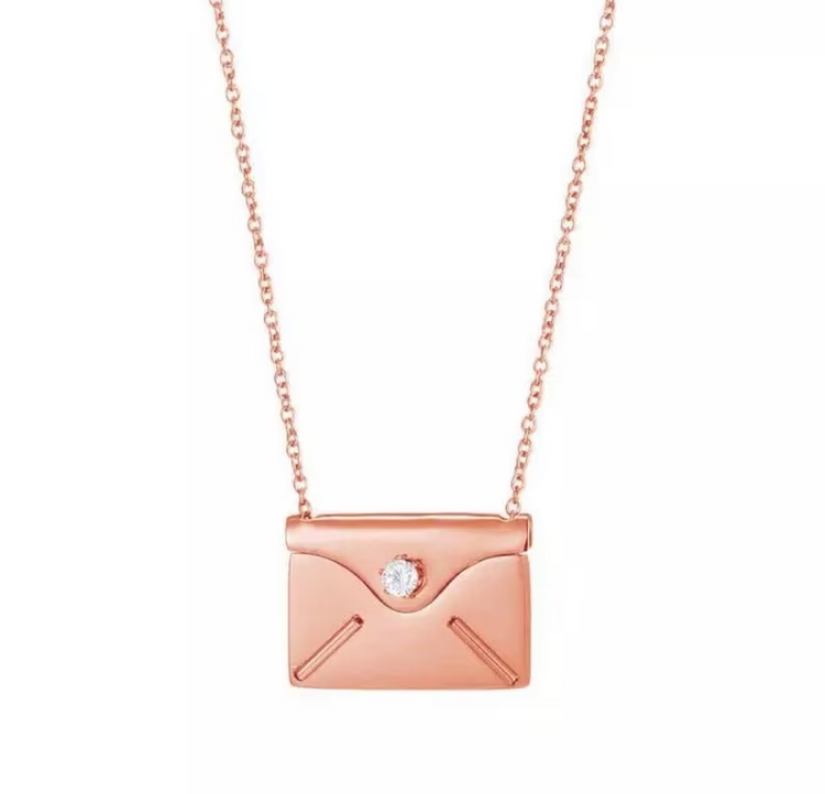 925 Sterling Silver Personalized Envelope Love Letter Locket Secret Message Necklace