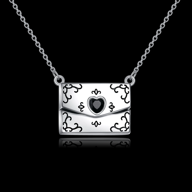 925 Sterling Silver Envelope Necklace With Crystal I Love You Secret Message Jewelry Gifts for Women