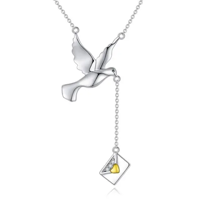 925 Sterling Silber Tauben umschlag Anhänger Halskette Liebesbrief Halsketten Schmuck Geschenk für Liebhaber
