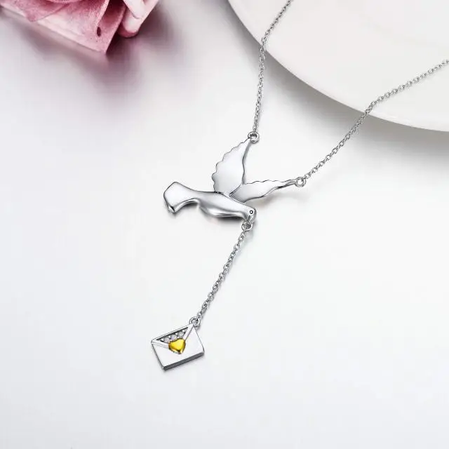 925 Sterling Silber Tauben umschlag Anhänger Halskette Liebesbrief Halsketten Schmuck Geschenk für Liebhaber