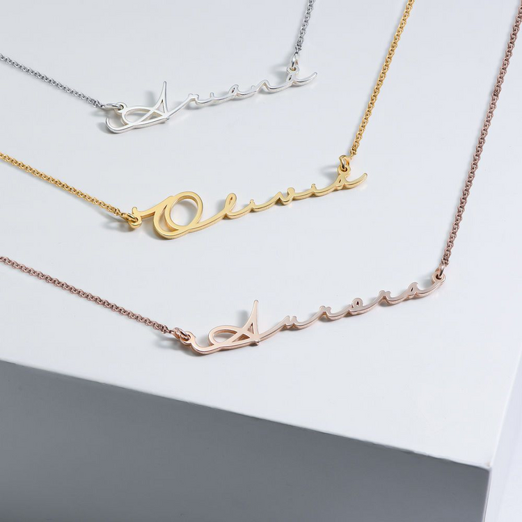 925 Sterling Silber Personal isierte Signatur Stil Name Halskette, Geschenk für Mama