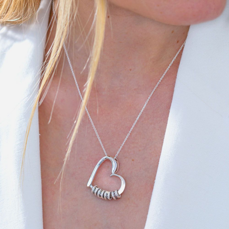 925 Sterling Silver Charming Hart Pendant Necklace Nameplated Necklace, Gift for Mom