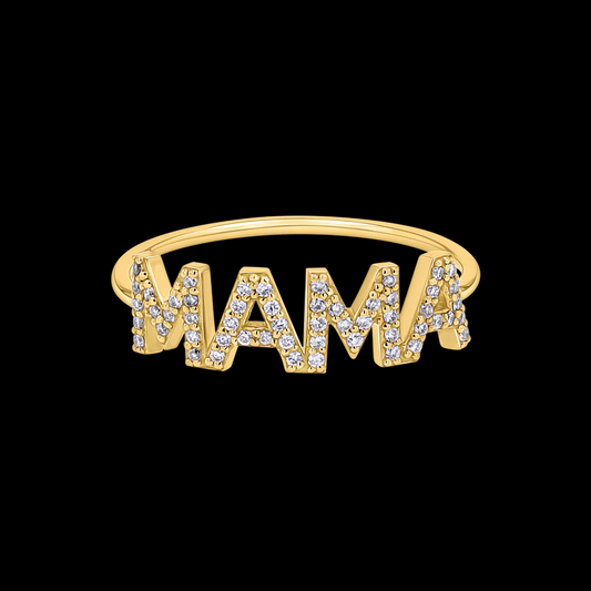 925 Sterling Silver Diamond MAMA Crystal Ring