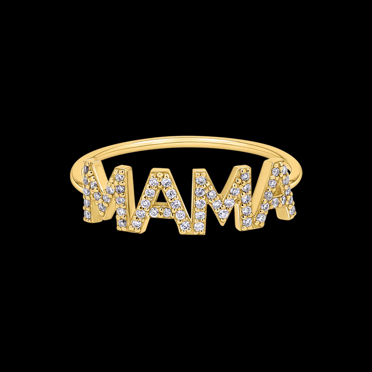 925 Sterling Silver Diamond MAMA Crystal Ring