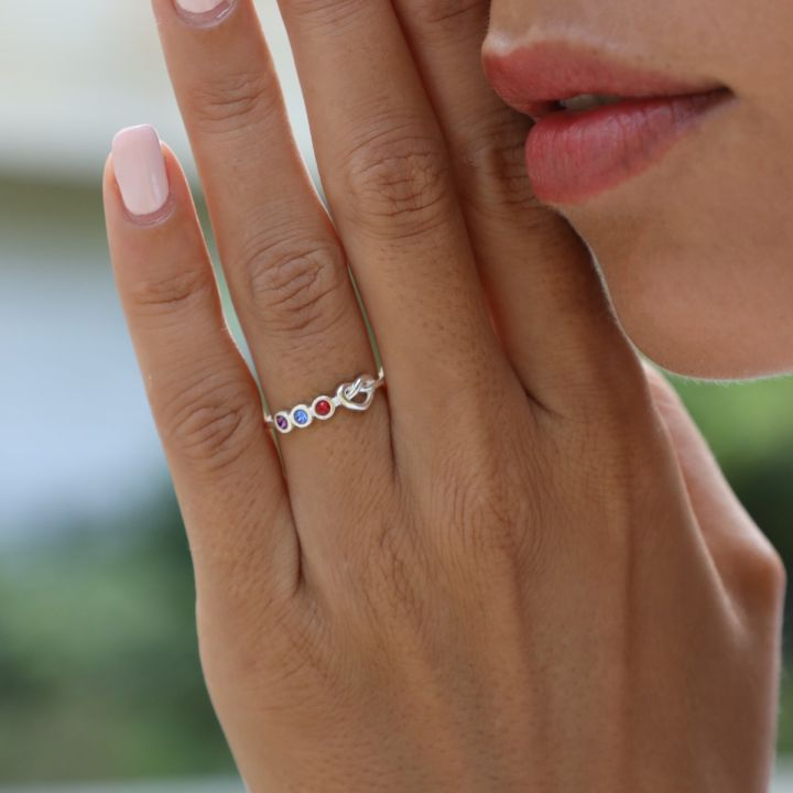 925 Sterling Silver Ties of The Heart Birthstone Ring