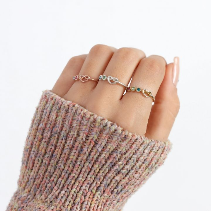 925 Sterling Silver Ties of The Heart Birthstone Ring