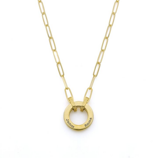 925 Sterling Silver Family Circle Link Chain Name Necklace
