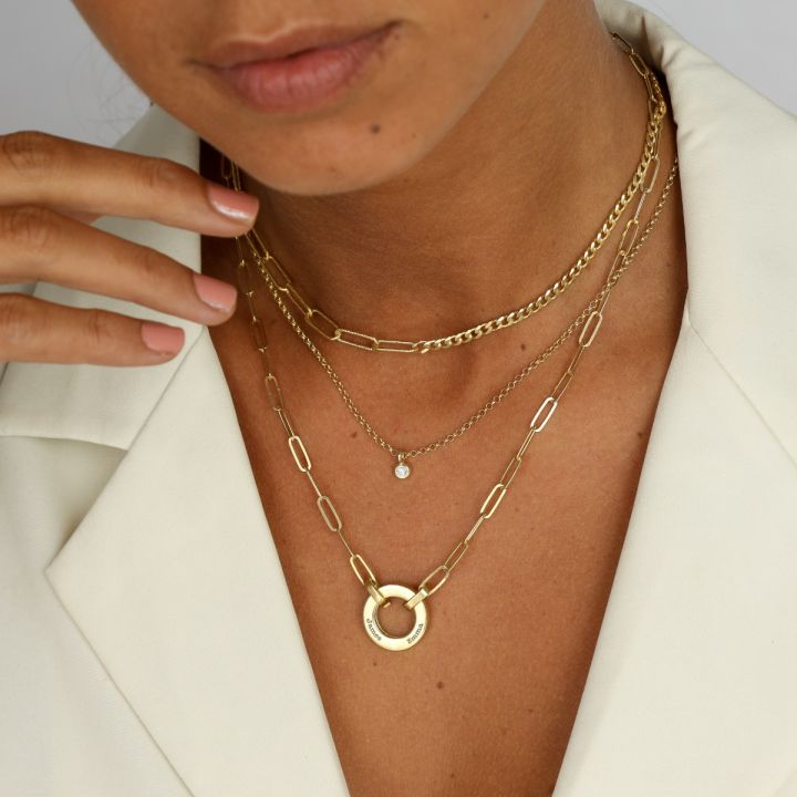 925 Sterling Silver Family Circle Link Chain Name Necklace