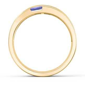 925 Sterling Silver Men's Double Baguette Ring With Birthstone