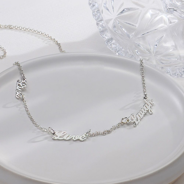 925 Sterling Silver Multiple Name Necklace Nameplated Personalized Necklace