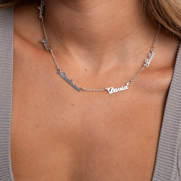 925 Sterling Silver Multiple Name Necklace Nameplated Personalized Necklace