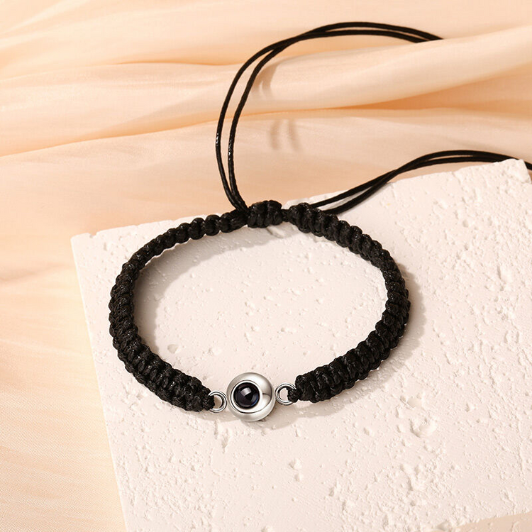 Personalized Braided Black Rope Photo Projection Bracelet Sweet Cool Gift
