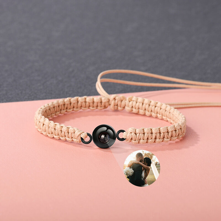 Personalized Braided Black Rope Photo Projection Bracelet Sweet Cool Gift