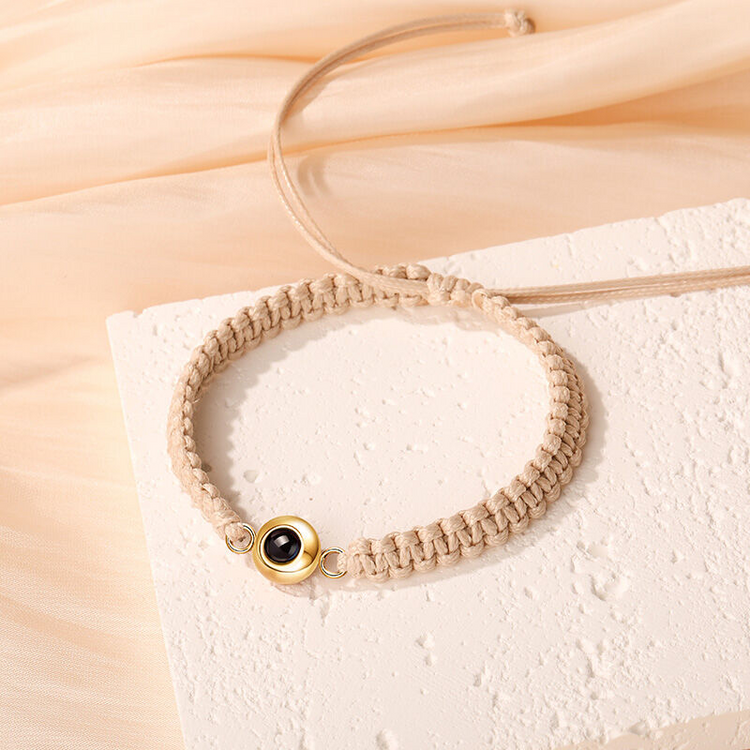 Personalized Braided Black Rope Photo Projection Bracelet Sweet Cool Gift