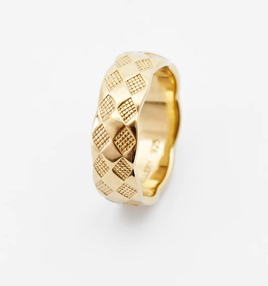 925 Sterling Silver Checker Colorful Ring