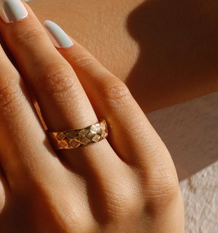 925 Sterling Silver Checker Colorful Ring