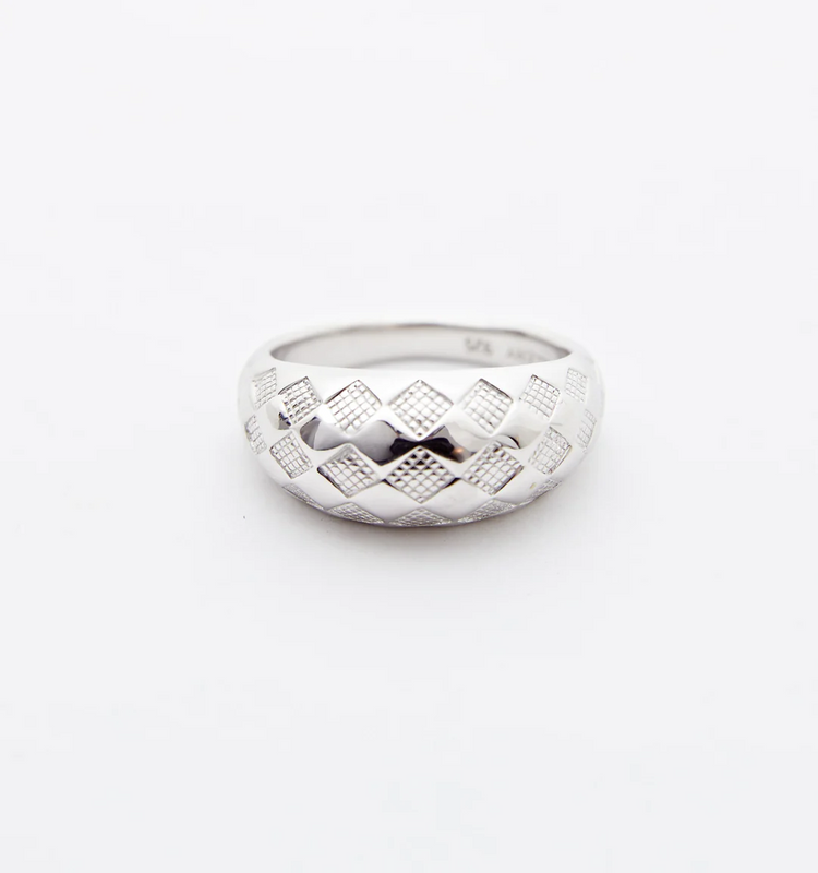 925 Sterling Silver Checker Colorful Ring