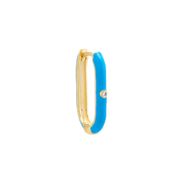 925 Sterling Silver Bezel Colored Enamel Oval Huggie Earring