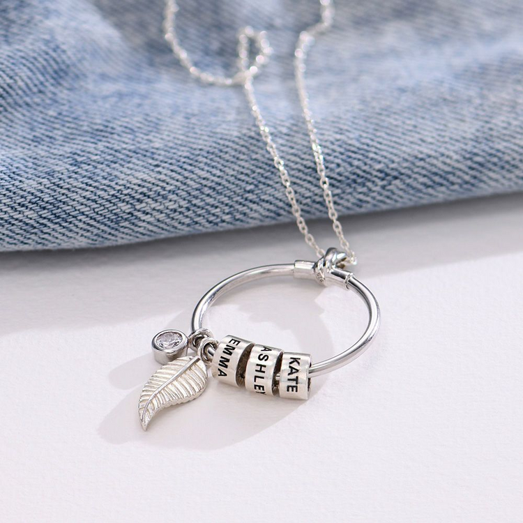 925 Sterling Silver Circle Pendant Necklace Nameplated Necklace Gift For Mom