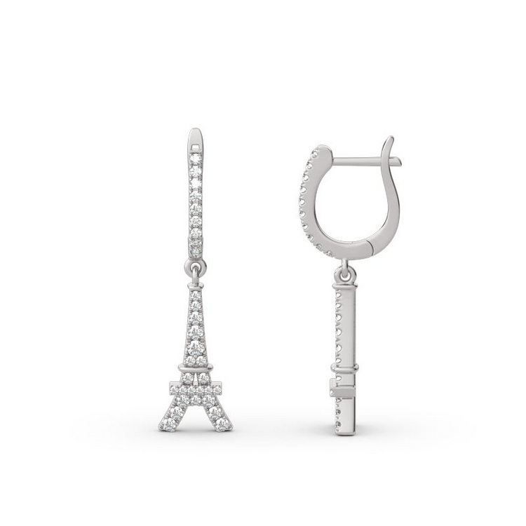 925 Sterling Silver Eiffel Tower Sterling Silver Drop Earrings
