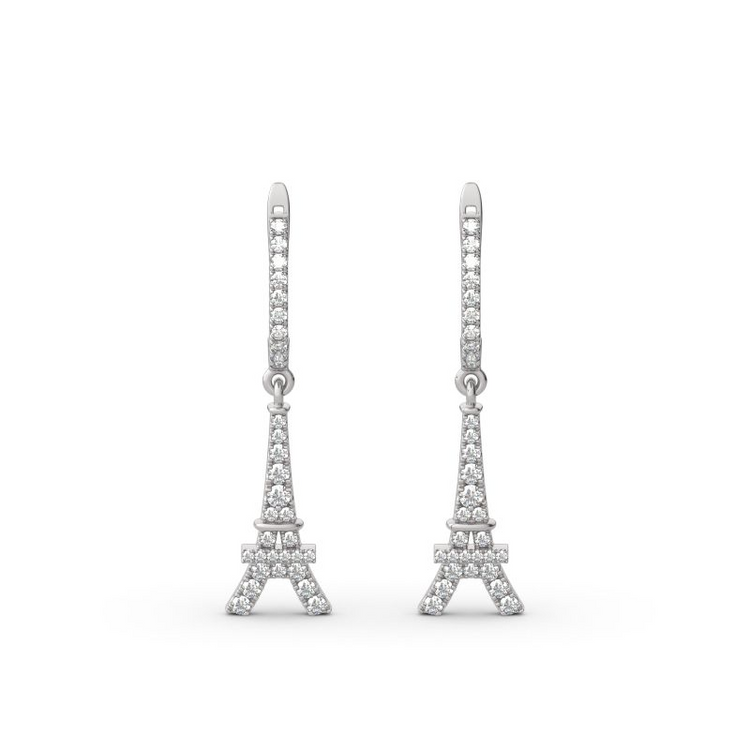 925 Sterling Silver Eiffel Tower Sterling Silver Drop Earrings