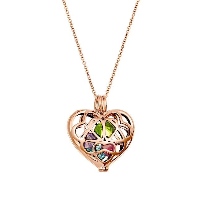 925 Sterling Silber ineinandergreifende Herzen Geburts stein Rose Gold Medaillon