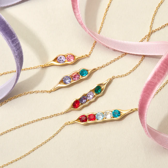925 Sterling Silver Birthstone Pea in a Pod Gold Bracelet