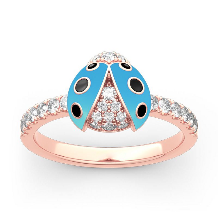 925 Sterling Silver Lucky Blue Ladybug Sterling Silver Ring