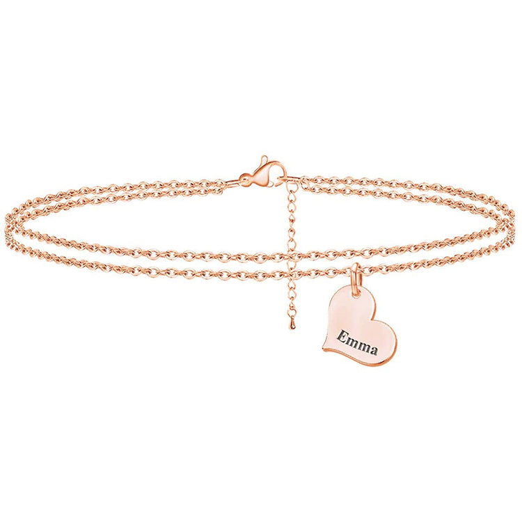 925 Sterling Silver Custom Layered Name Bracelets with Adjustable Link Chain Anklet - onlyone