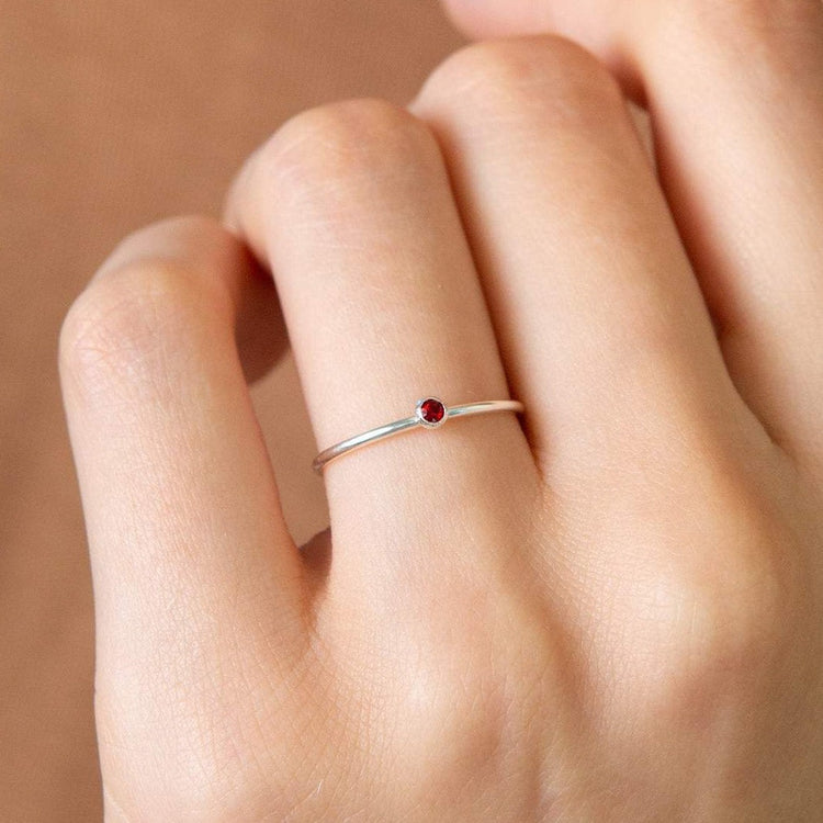 925 Sterling Silver Single Birthstone Ring