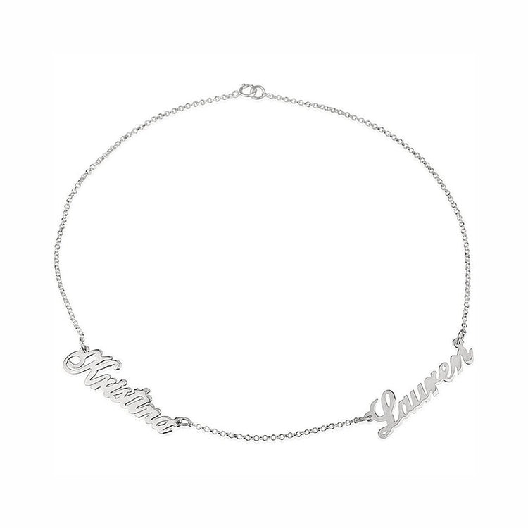 925 Sterling Silver Personalized Double Name Bracelet Anklet