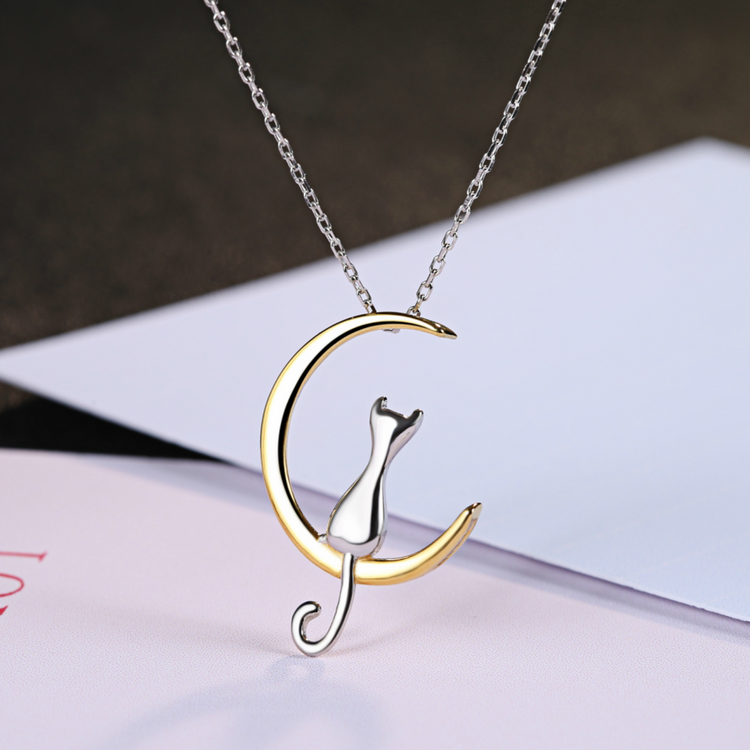 925 Sterling Silver Moonlight Cat Necklace - onlyone