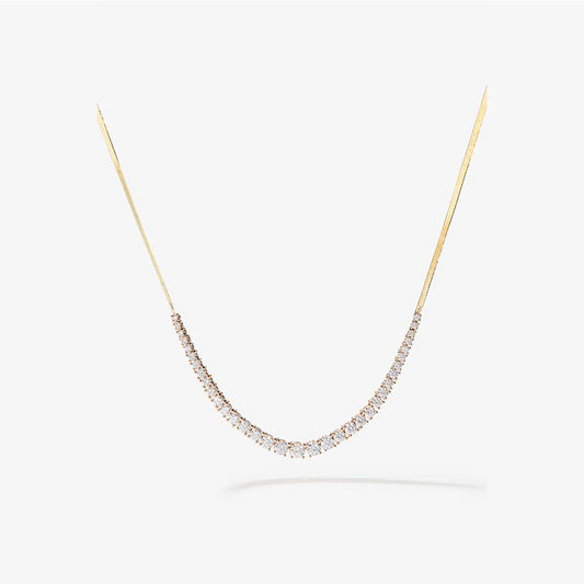 925 Sterling Silver Flawless Gradient Liquid Gold Tennis Necklace