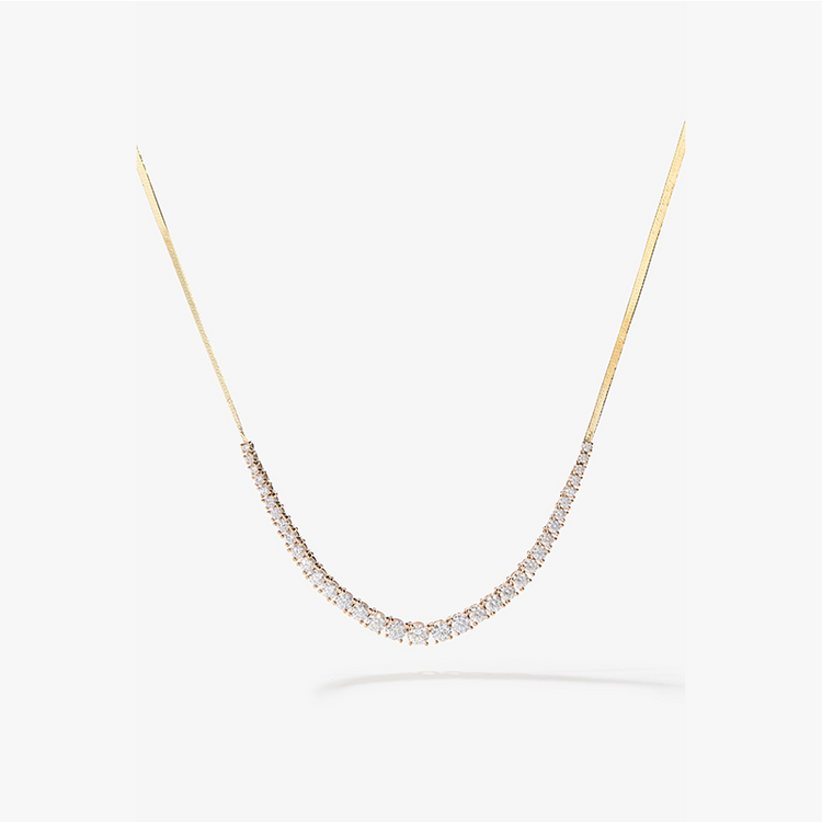 925 Sterling Silver Flawless Gradient Liquid Gold Tennis Necklace