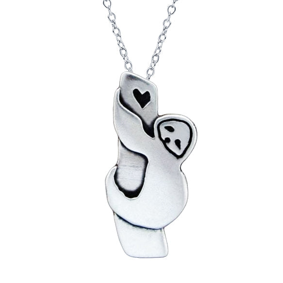 925 Sterling Silver Tree Sloth Necklace - Silver Sloth Pendant - onlyone