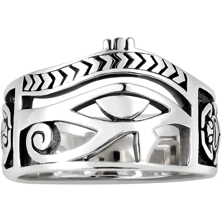 925 Sterling Silver Egyptian Eye of Horus Ankh Cross Ring - onlyone