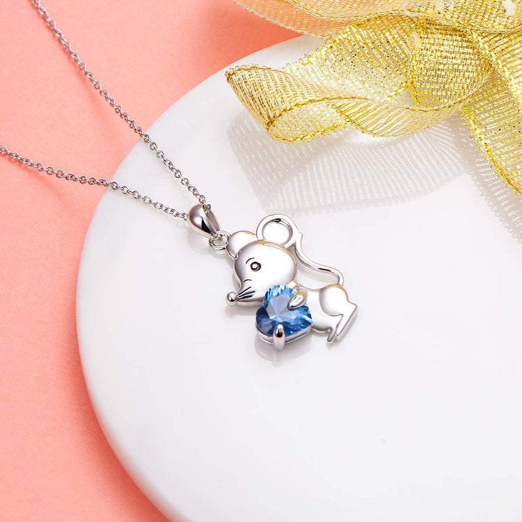 925 Sterling Silver Cute Animal Jewelry Cubic Zirconia Love Heart Pendant Necklace for Women - onlyone