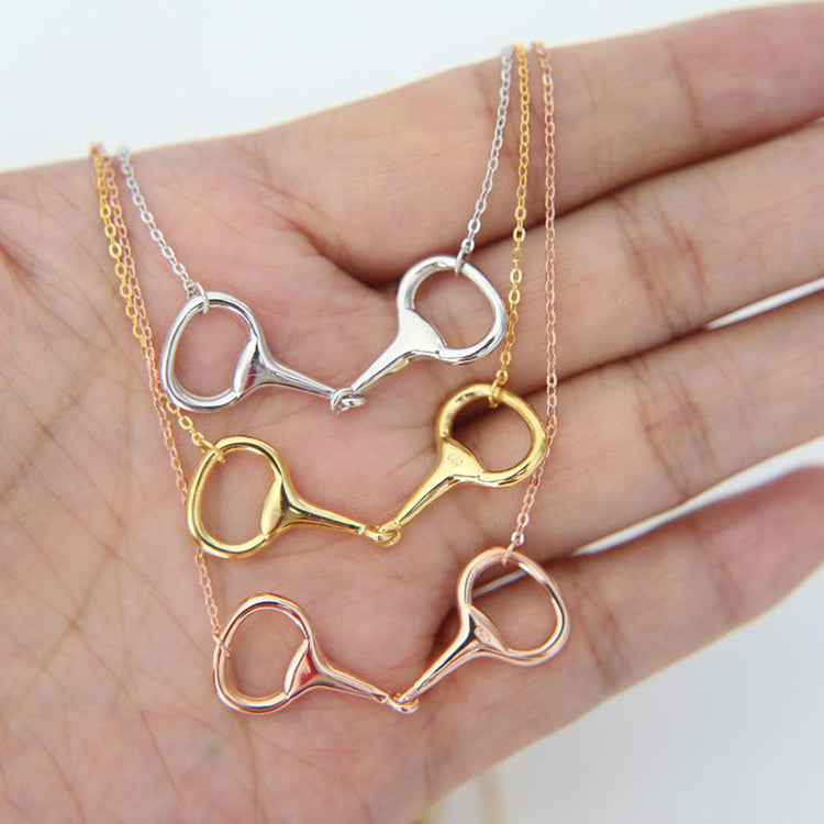 925 Sterling Silver High Polished Snaffle Bit Equitation Jewelry For Women, Necklace For House Lovers - onlyone