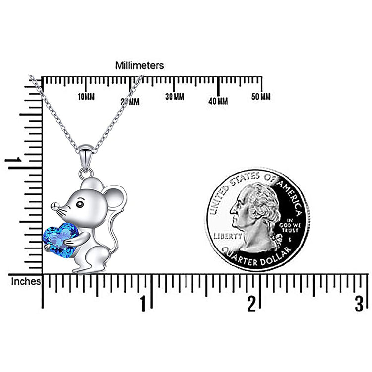 925 Sterling Silver Cute Animal Jewelry Cubic Zirconia Love Heart Pendant Necklace for Women - onlyone