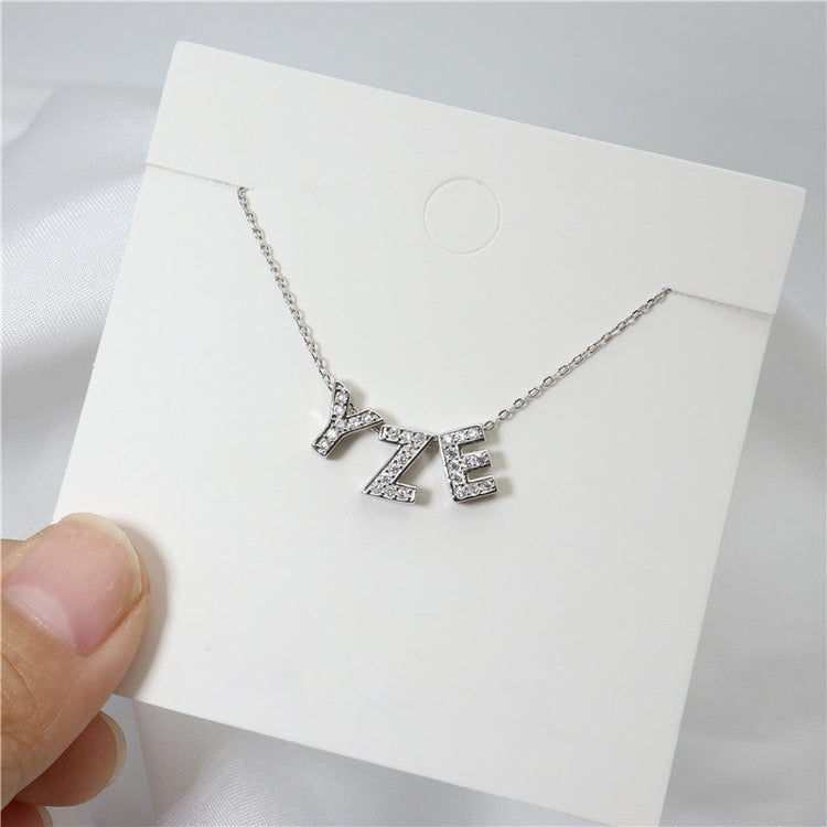 925 Sterling Silver Initial Necklace For Women With Zirconia Vote Necklace
