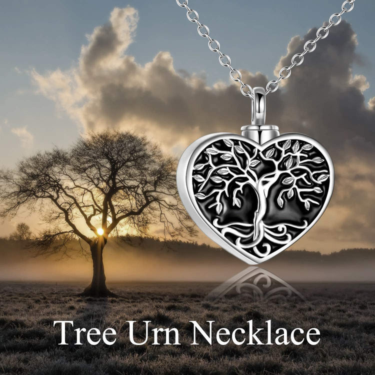 Bijoux de crémation arbre de vie en argent sterling 925 pour collier d'urne à mémoire de cendres