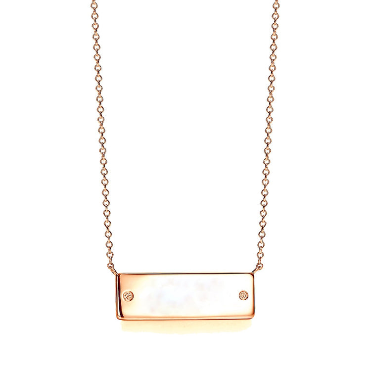 925 Sterling Silver Classic Bar Necklace With Zirconia - onlyone