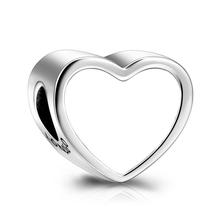 925 Sterling Silver Personalized Photo Rhinestone Love Heart Charm - onlyone