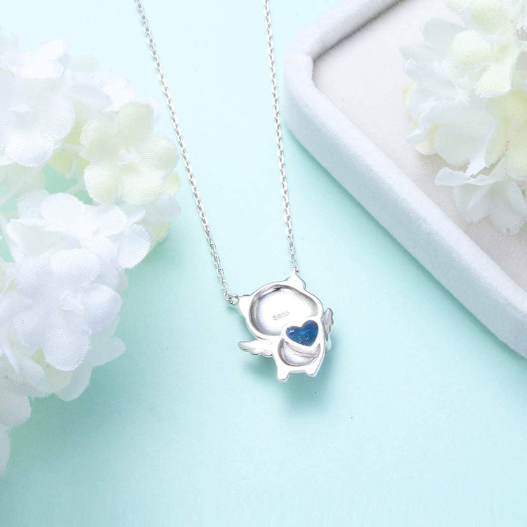 925 Sterling Silver Cute Animal Jewelry Cubic Zirconia Love Heart Pendant Necklace for Women - onlyone