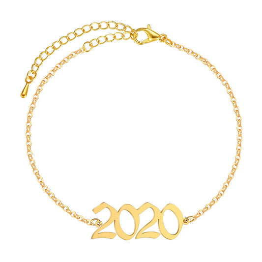 925 Sterling Silver Old English Font Number Bracelets - onlyone