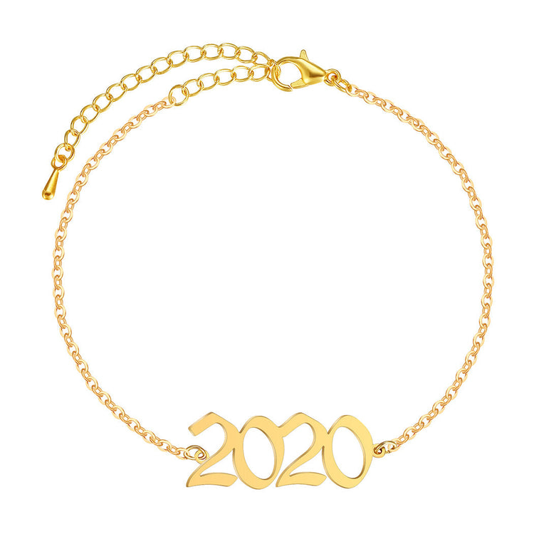 925 Sterling Silver Old English Font Number Bracelets - onlyone