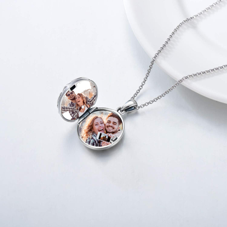 925 Sterling Silver Shamrock Photo Locket Necklace St Patricks Day Necklaces Lucky Jewelry Gifts